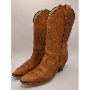 VTG Laredo Boots Womens 10B Brown Distressed Leather Western Cowboy Rodeo